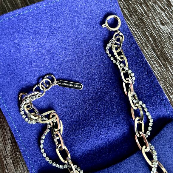 EUC Justine Clenquet Kirsten Necklace Two-Tone Layered Chain Crystal Gold Silver - Picture 4 of 16